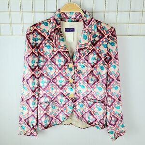 Future Ozbek Rifat Made In Italy Graphic Print Velvet Velour Vintage Blazer